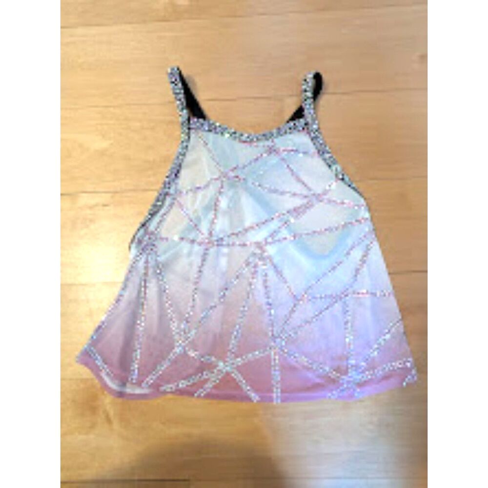 Rebel Athletic Couture pink rhinestone tank top YM Cheer Dance Medium